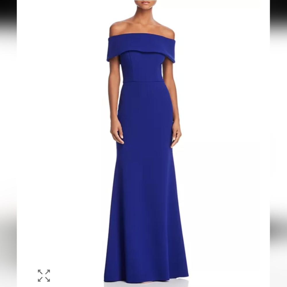 Aqua Elegant Blue Off-Shoulder Dress marine blue size 0 scuba